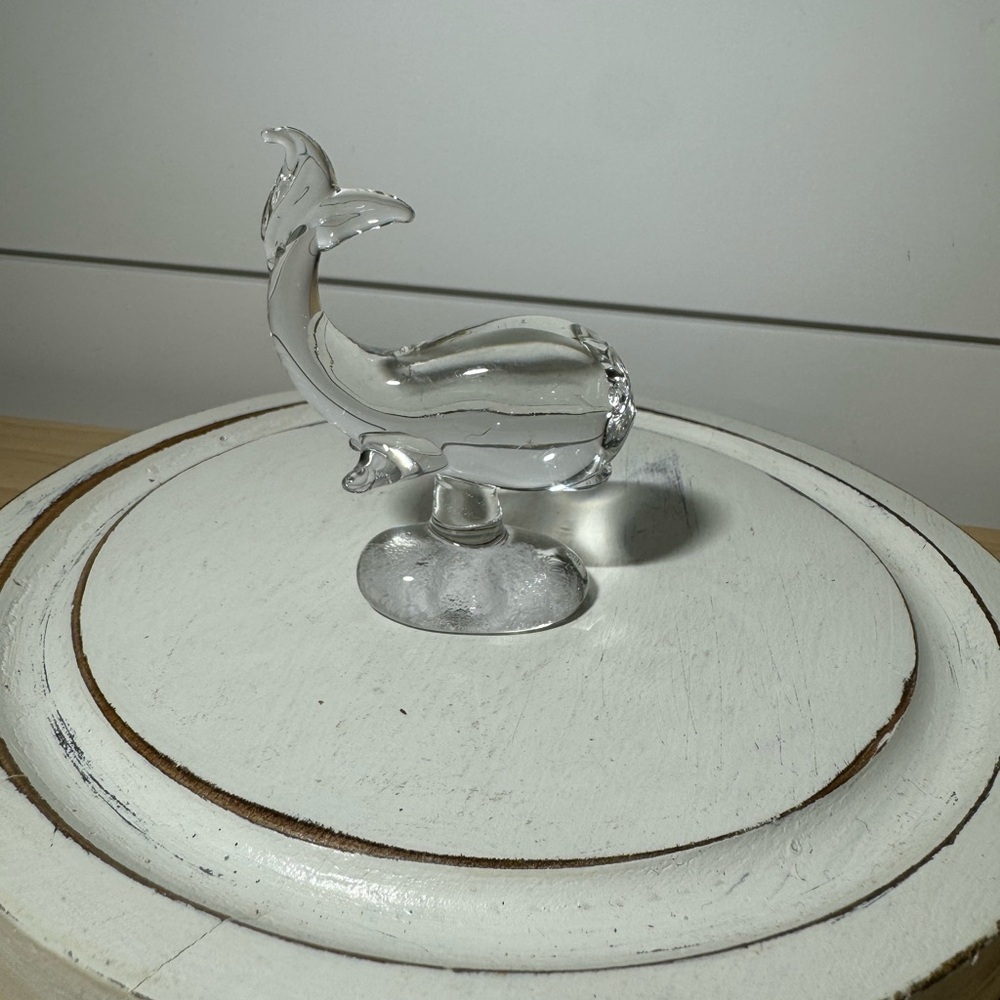 Small Glass Whale Paperweight Figurine